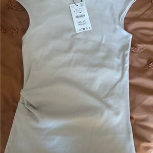 Zara Cream Ribbed Tank Top